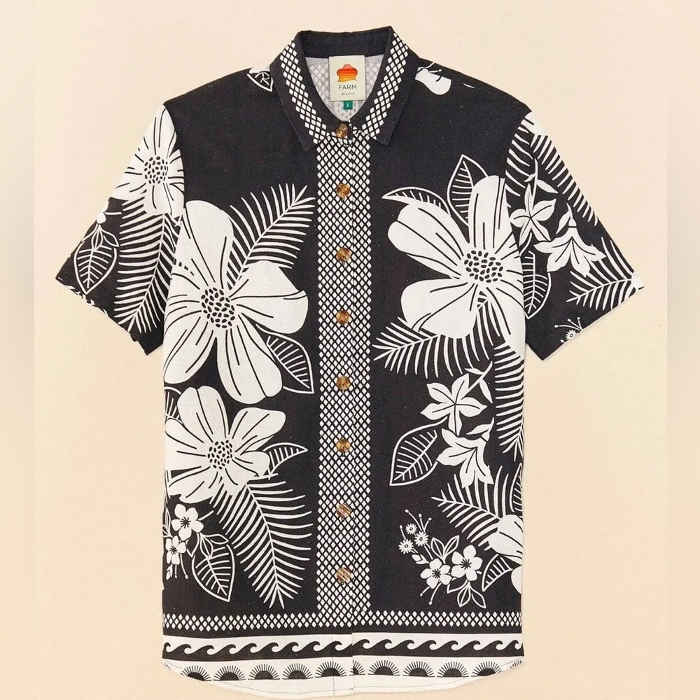Farm Rio Macaw Elegance Black Uni Shirt, Macaw Elegance Black